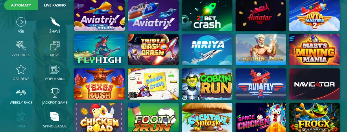 Crash a instantní hry v 22Bet (Aviator)