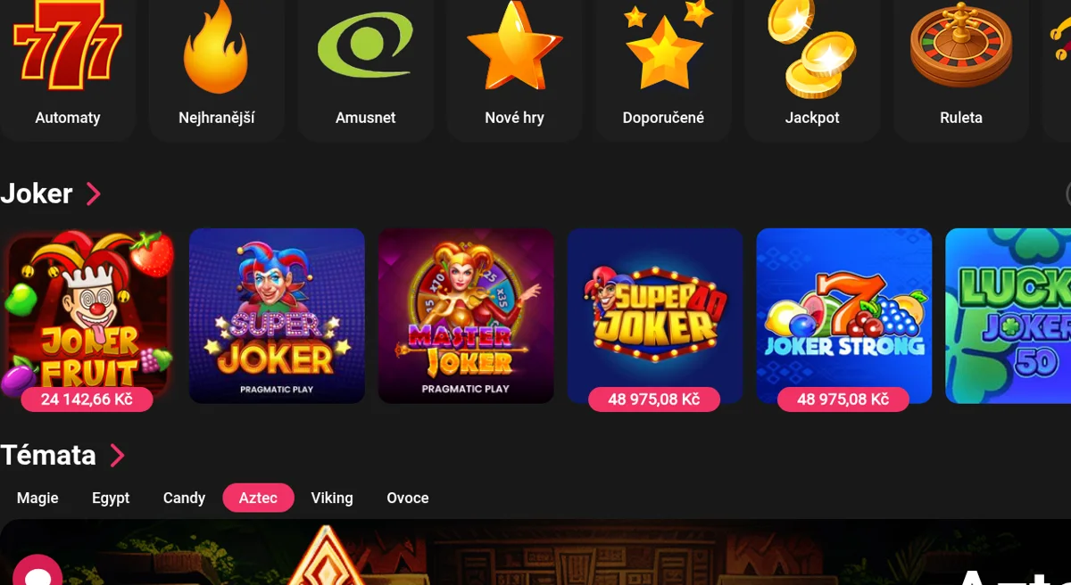 Výherní automaty v sekci Bet-X VEGAS
