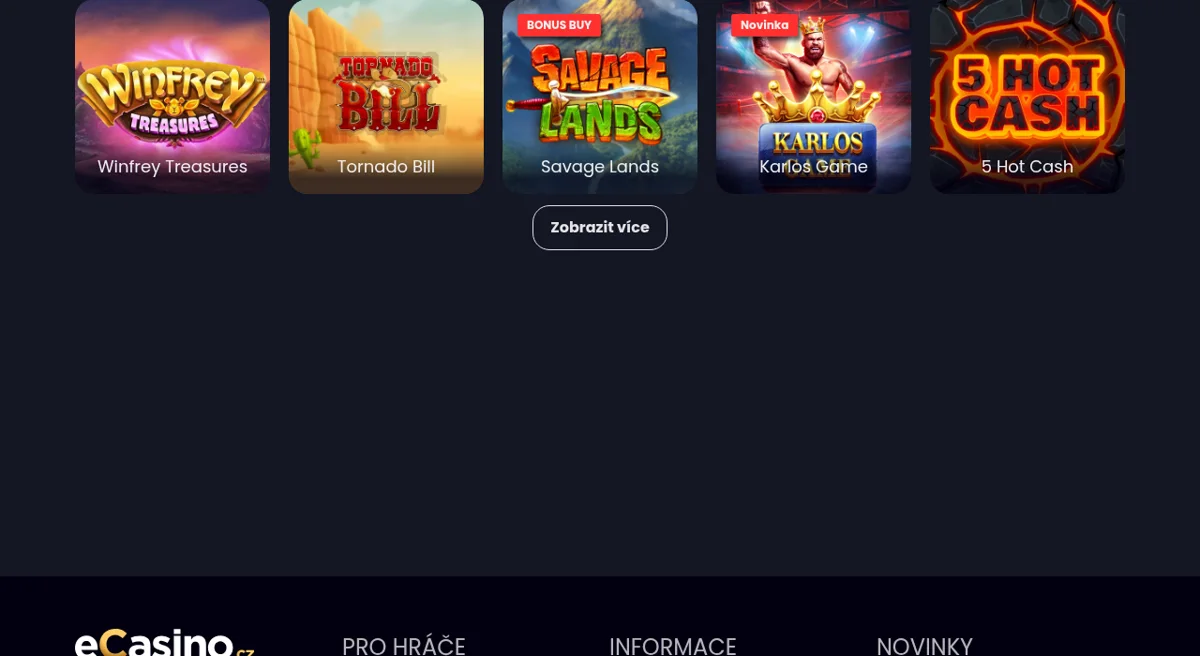 Lobby výherních automatů a slotů v eCasino