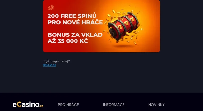 Uvítací nabídka eCasina s 200 free spiny pro nové hráče