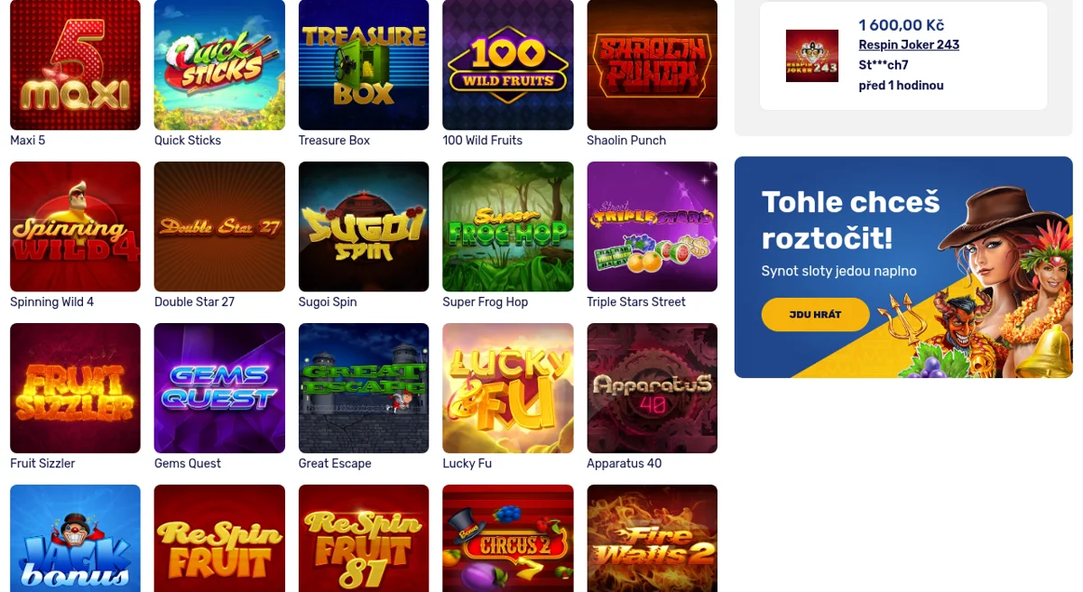 Sekce výherních automatů ve Forbes Casinu