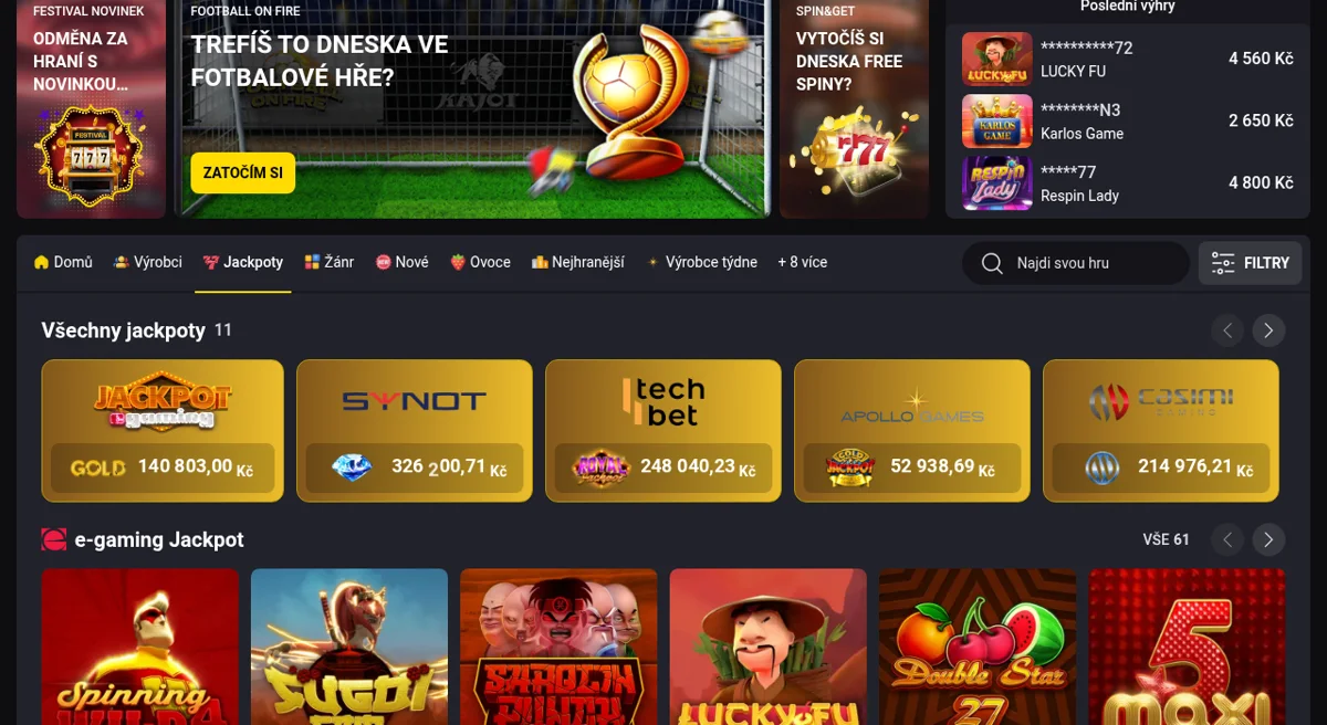 Progresivní jackpoty ve Fortuna Vegas — aktuální výše výher