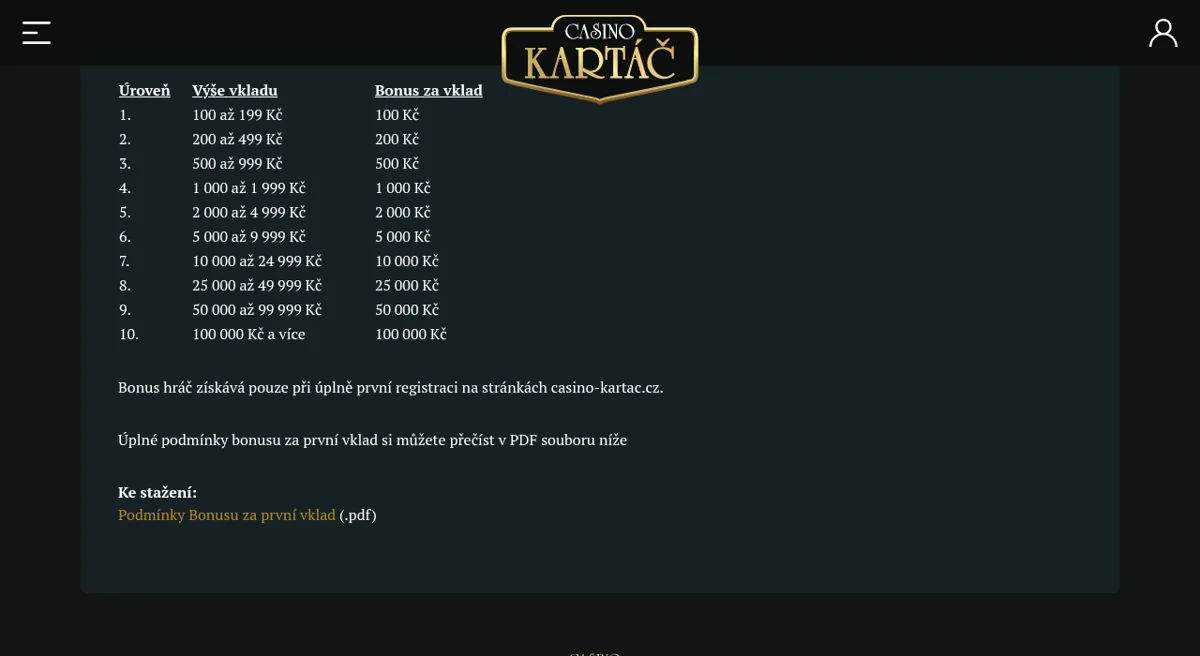 Uvítací bonus Casino Kartáč