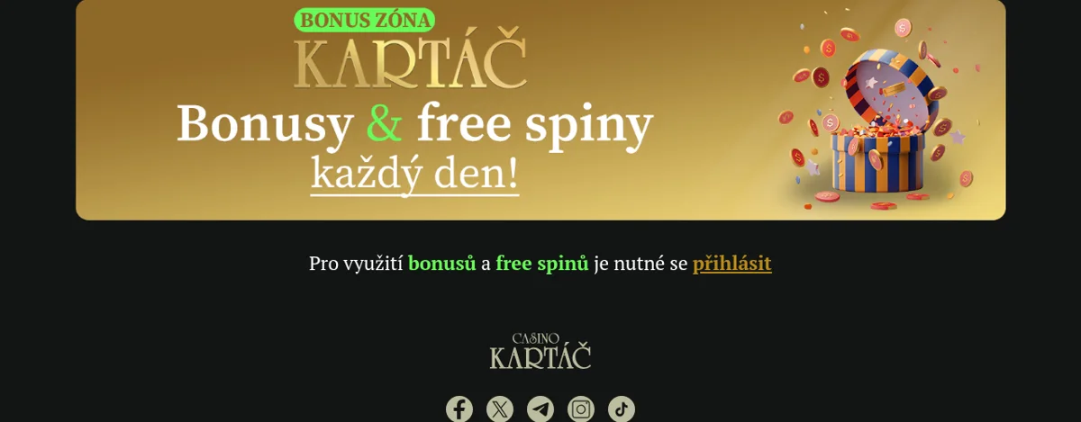 Bonus zóna a promo akce Casino Kartáč