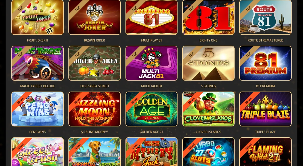 Lobby výherních automatů v online kasinu Magic Planet