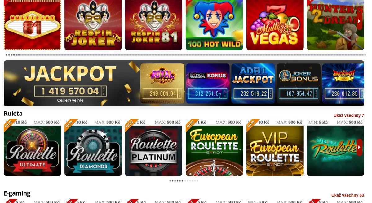 Nabídka výherních automatů a slotů v MONACObet Casinu