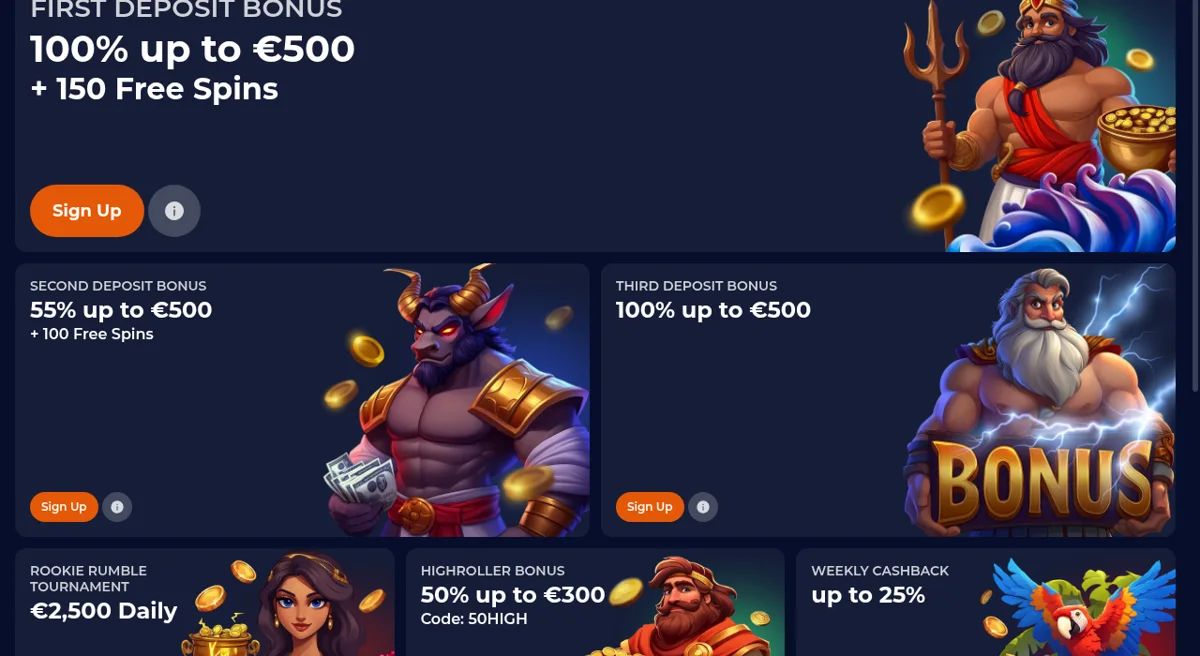 Uvítací bonus Nine Casino na oficiální stránce promo akcí