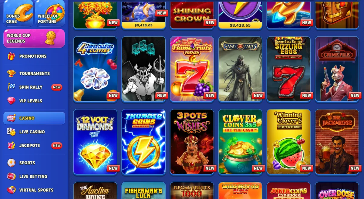 Lobby výherních automatů Pistolo Casino