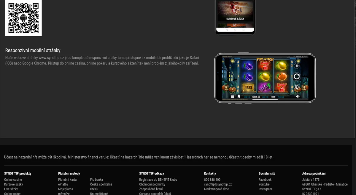 Mobilní aplikace SYNOT TIP pro Android