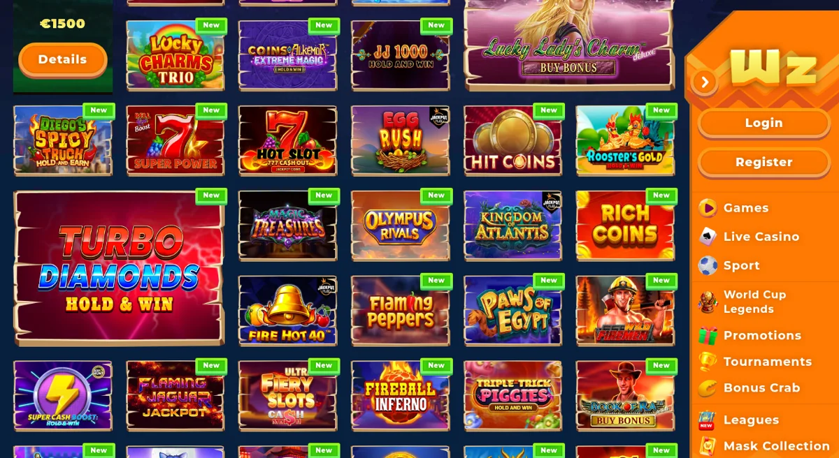 Sekce progresivních jackpotů Wazamba Casino